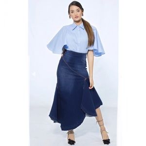 NWT Gato Recato Valentina Denim Asymetric Skirt Size Medium